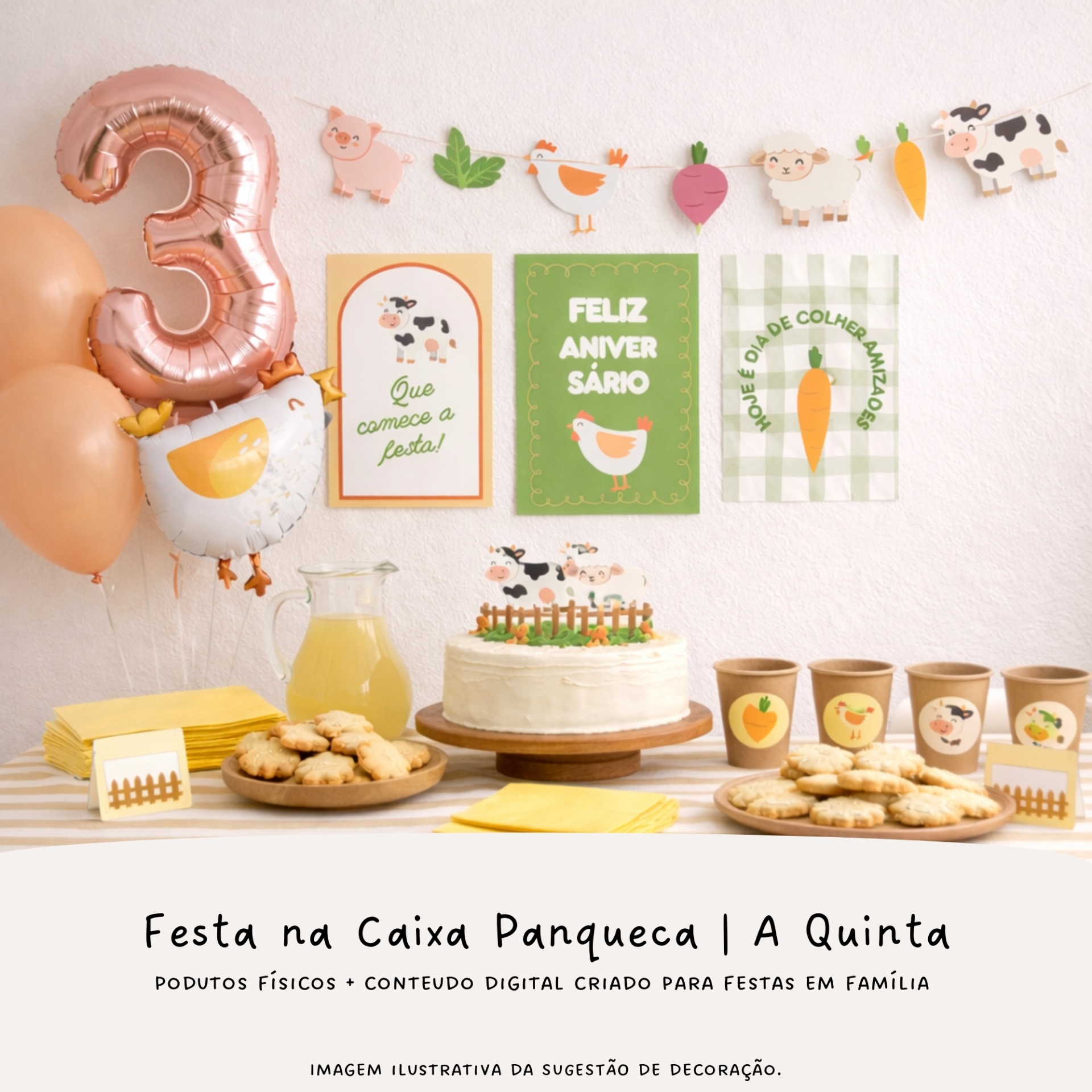 Decoração de festa de aniversário infantil com tema de quinta e balões