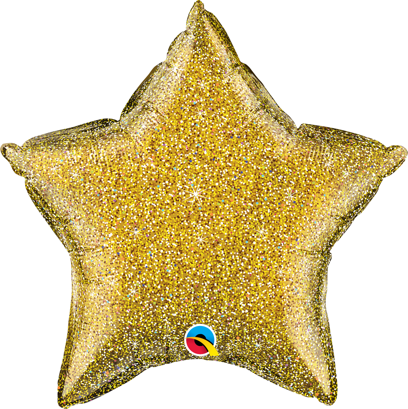 Balão estrela dourado com glitter brilhante