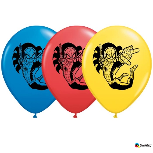 balões coloridos com desenho do Homem-Aranha