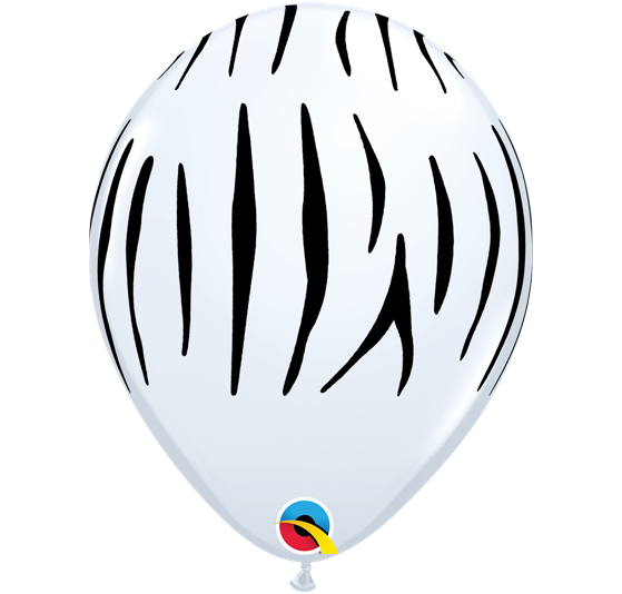 Balão branco com riscas pretas verticais tipo zebra.
