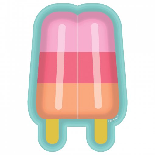 Prato em forma de gelado paleta colorido com duas pegas amarelas