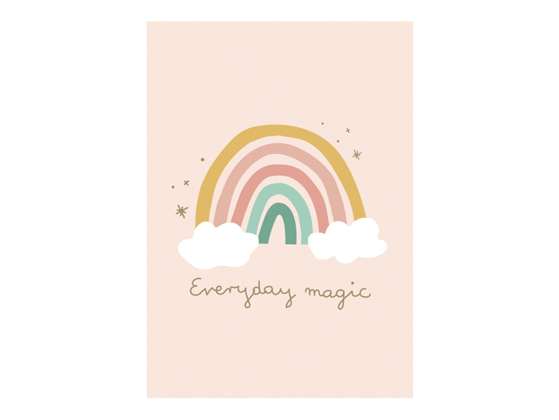 Cartaz com arco-íris colorido e texto 