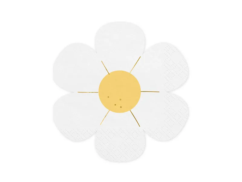 Flor decorativa branca e amarela com textura pontilhada