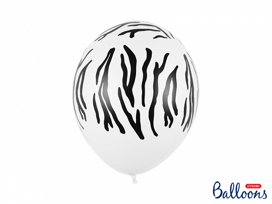 Balão branco com riscas pretas estilo zebra