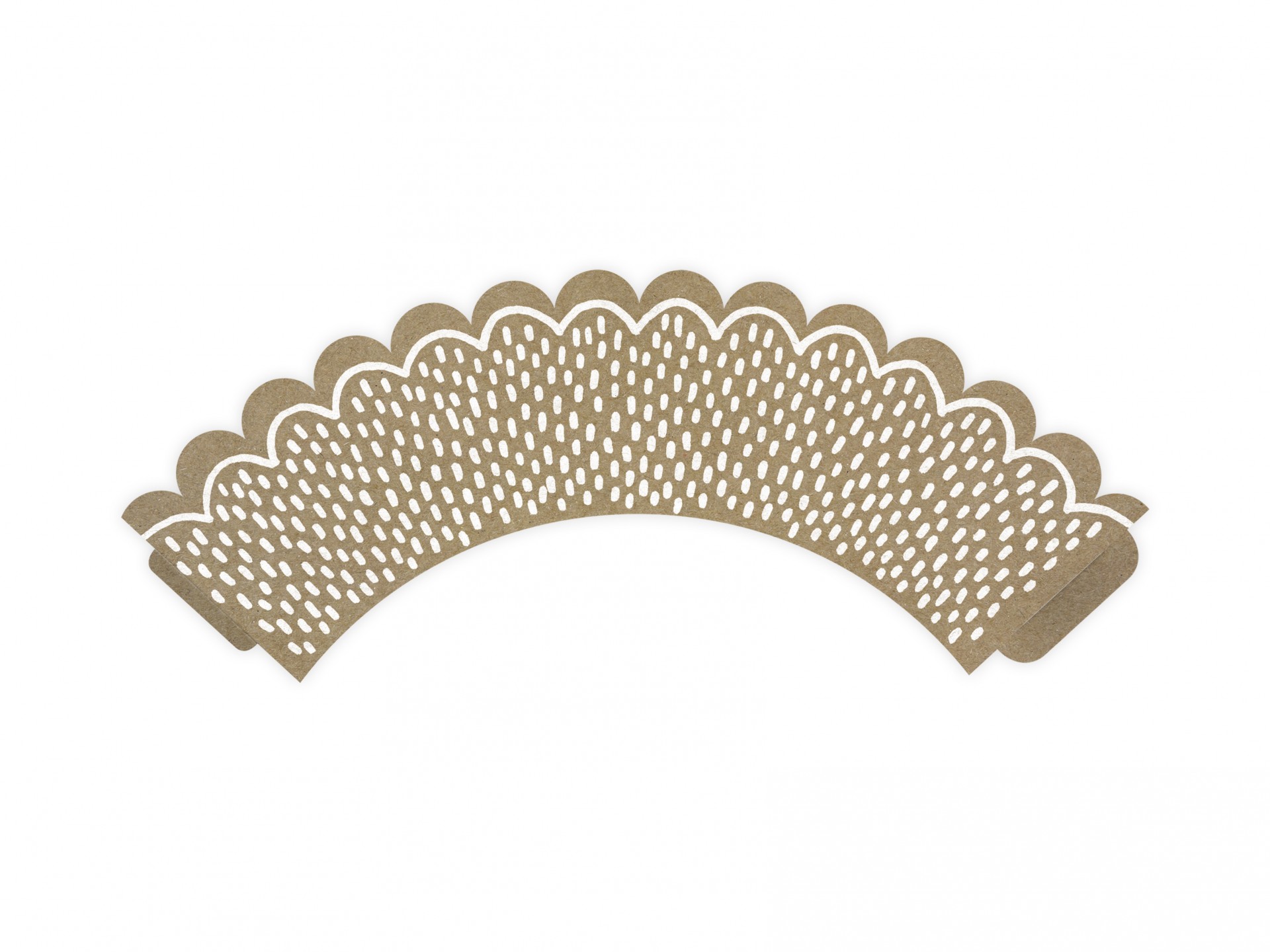 Acessório decorativo para bolos em papel castanho com padrão de recorte