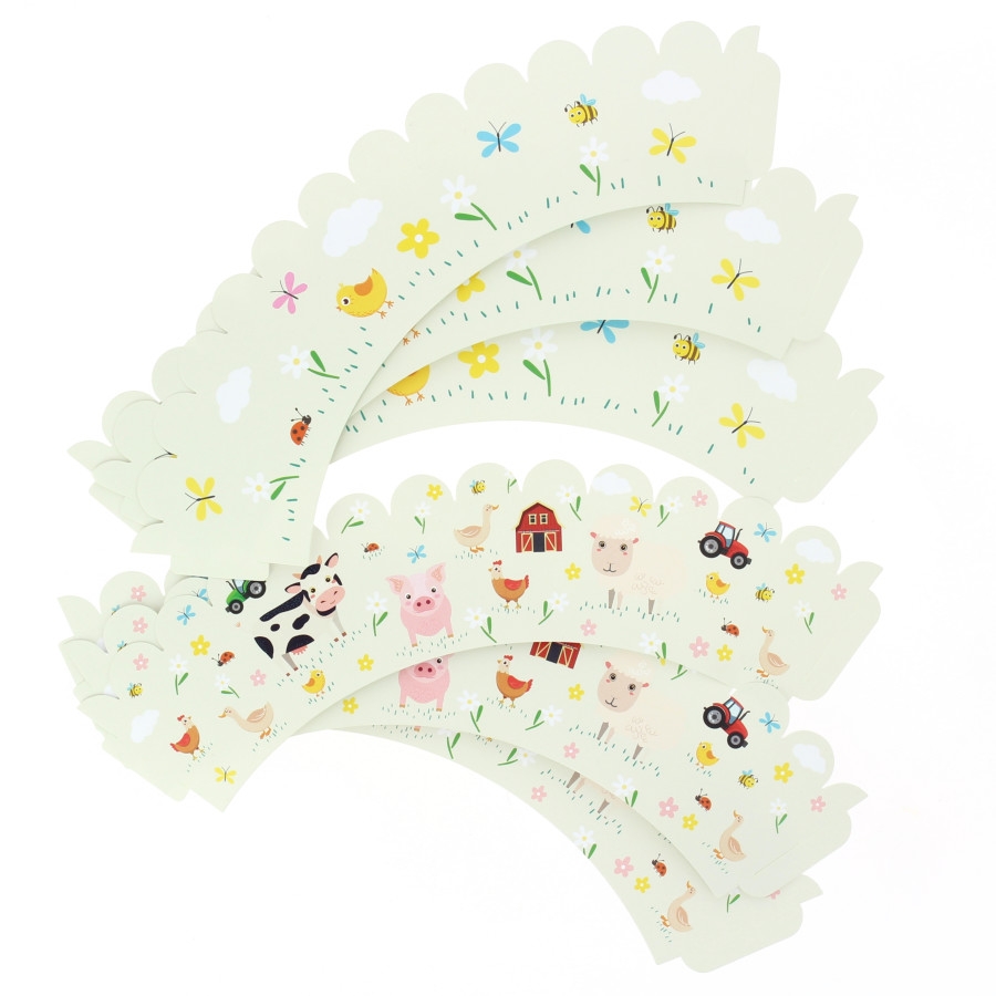 Etiquetas de papel com desenhos de animais da quinta e flores coloridas