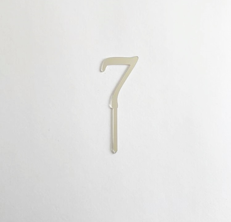 Número 7 metálico prateado brilhante