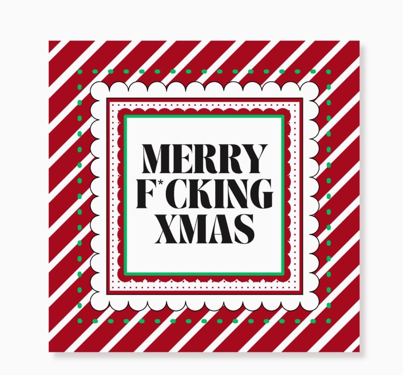 Cartão de papel quadrado com texto de Natal