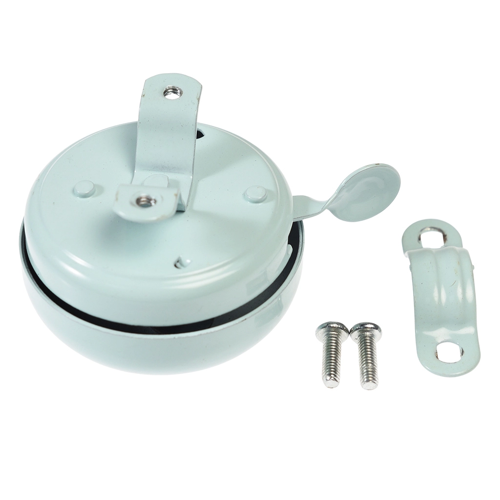 Campainha redonda cinza clara com peças metálicas para montagem