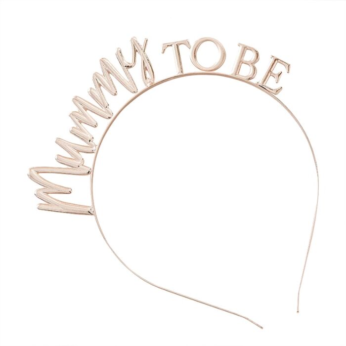 Arco de cabelo dourado com texto MUMMY TO BE