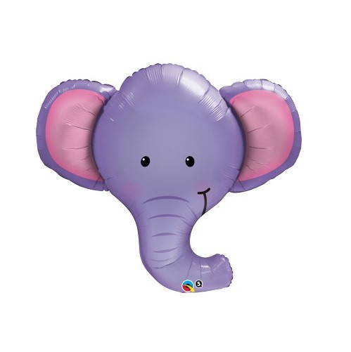 Balão em forma de cabeça de elefante lilás com orelhas cor-de-rosa