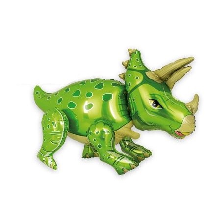 Balão de hélio em forma de dinossauro verde Tricerátopo