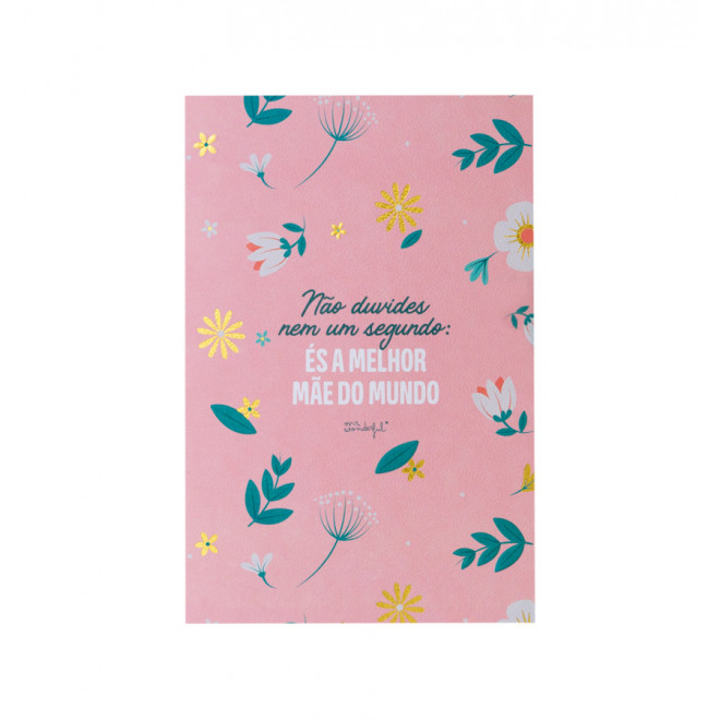 cartaz cor-de-rosa com flores e texto para o Dia da Mãe