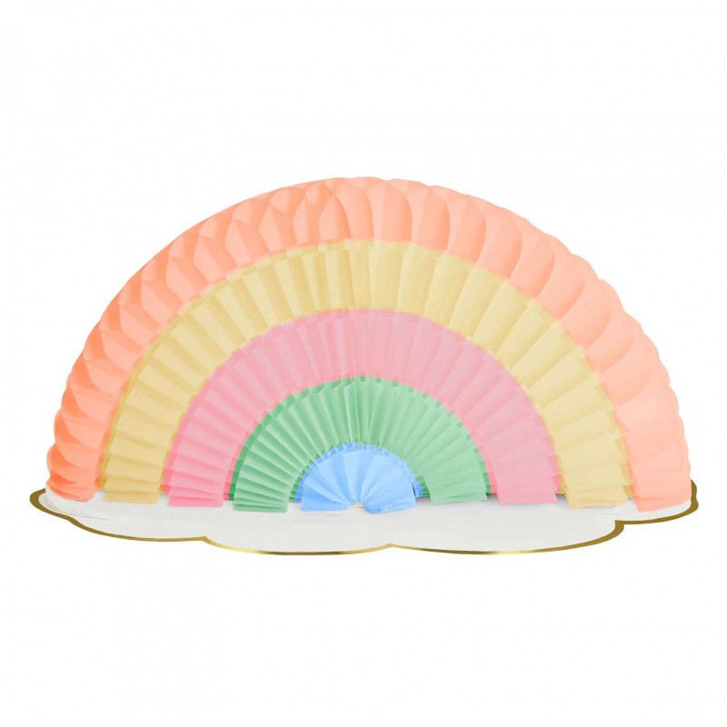 Ventoinha decorativa semicircular de papel em cores pastel