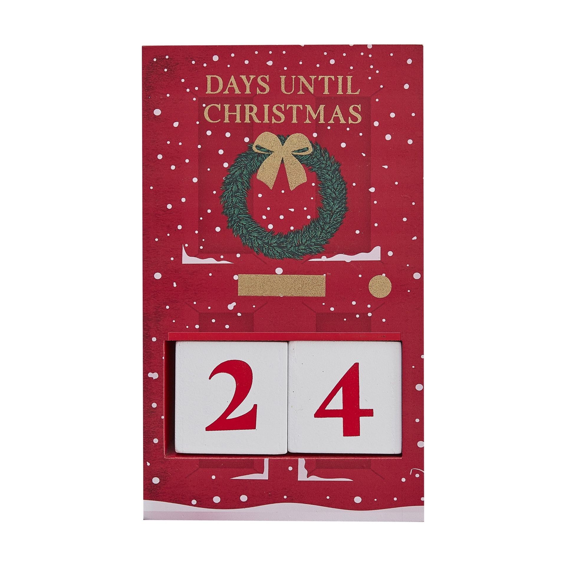 Calendário contador de dias para o Natal com design vermelho e números 24