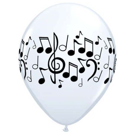 Balão branco com notas musicais a preto