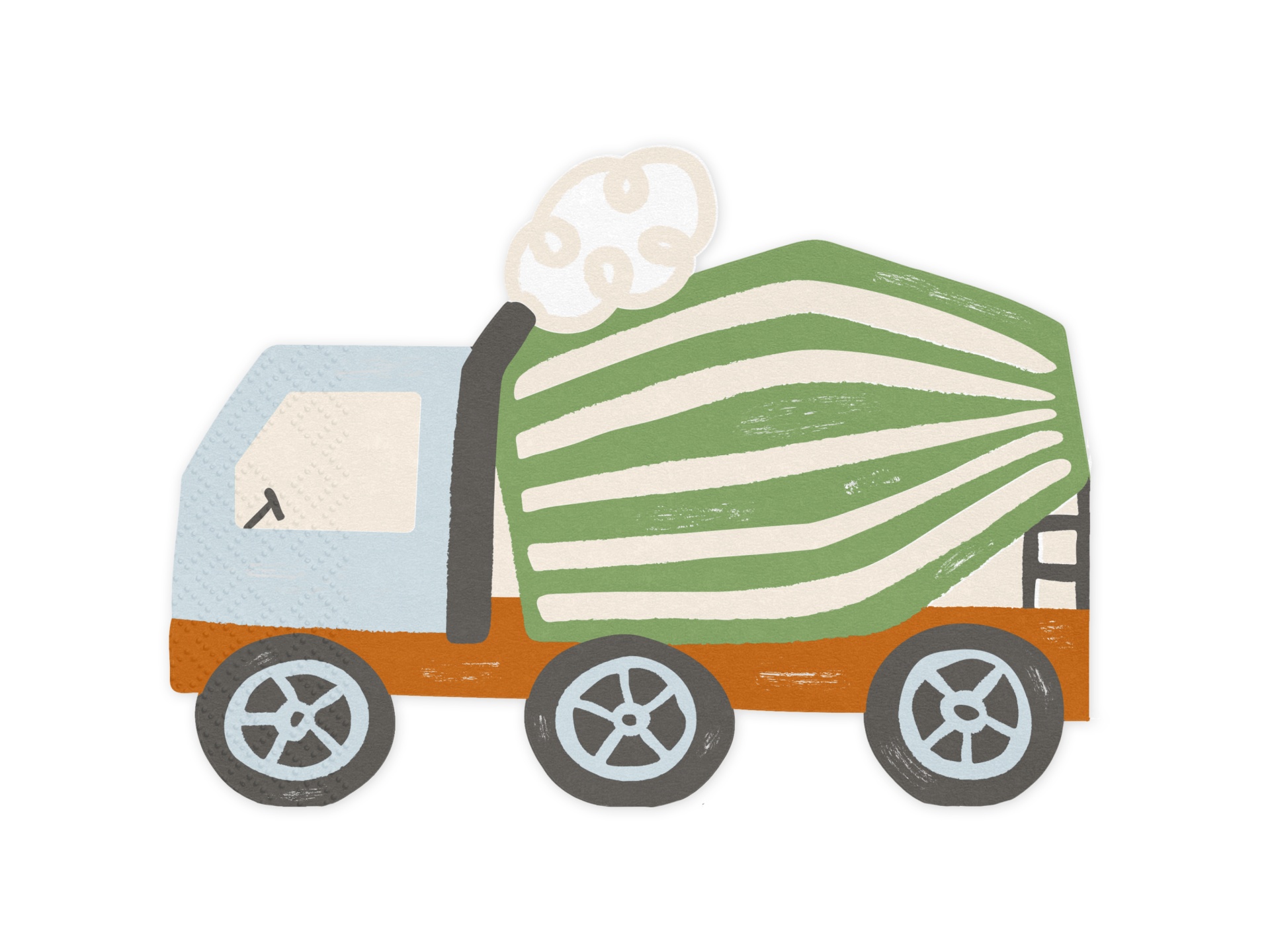 Guardanapo com desenho de camião de betão colorido