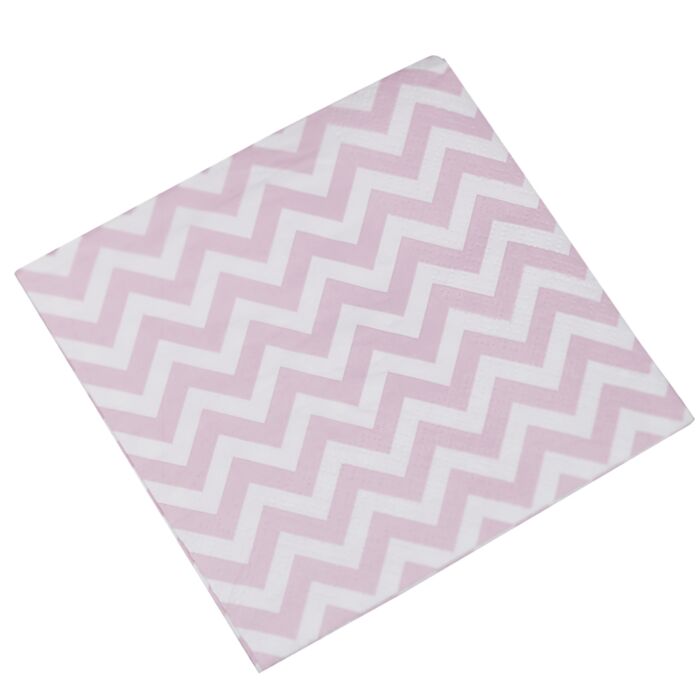 Lenço quadrado rosa claro com padrão zigzag branco