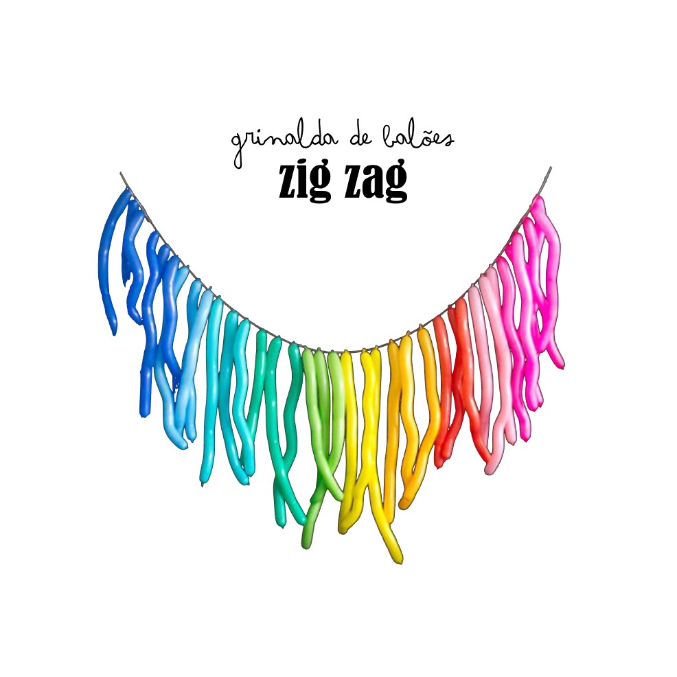 Grinalda de balões coloridos zig zag numa linha