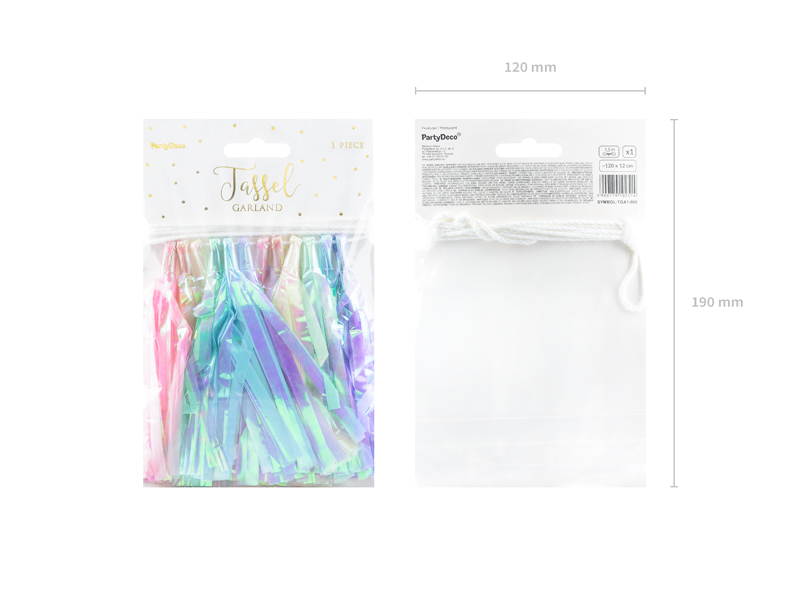 Pacote de guirlanda de franjas coloridas e brilhantes com etiqueta 'Tassel Garland'