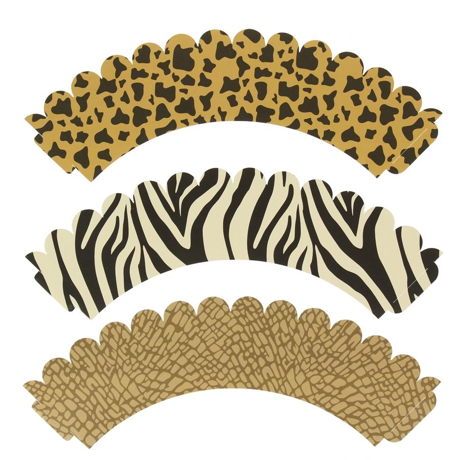 Capas para pastelaria com padrões animais em cores castanho, preto e branco e castanho claro