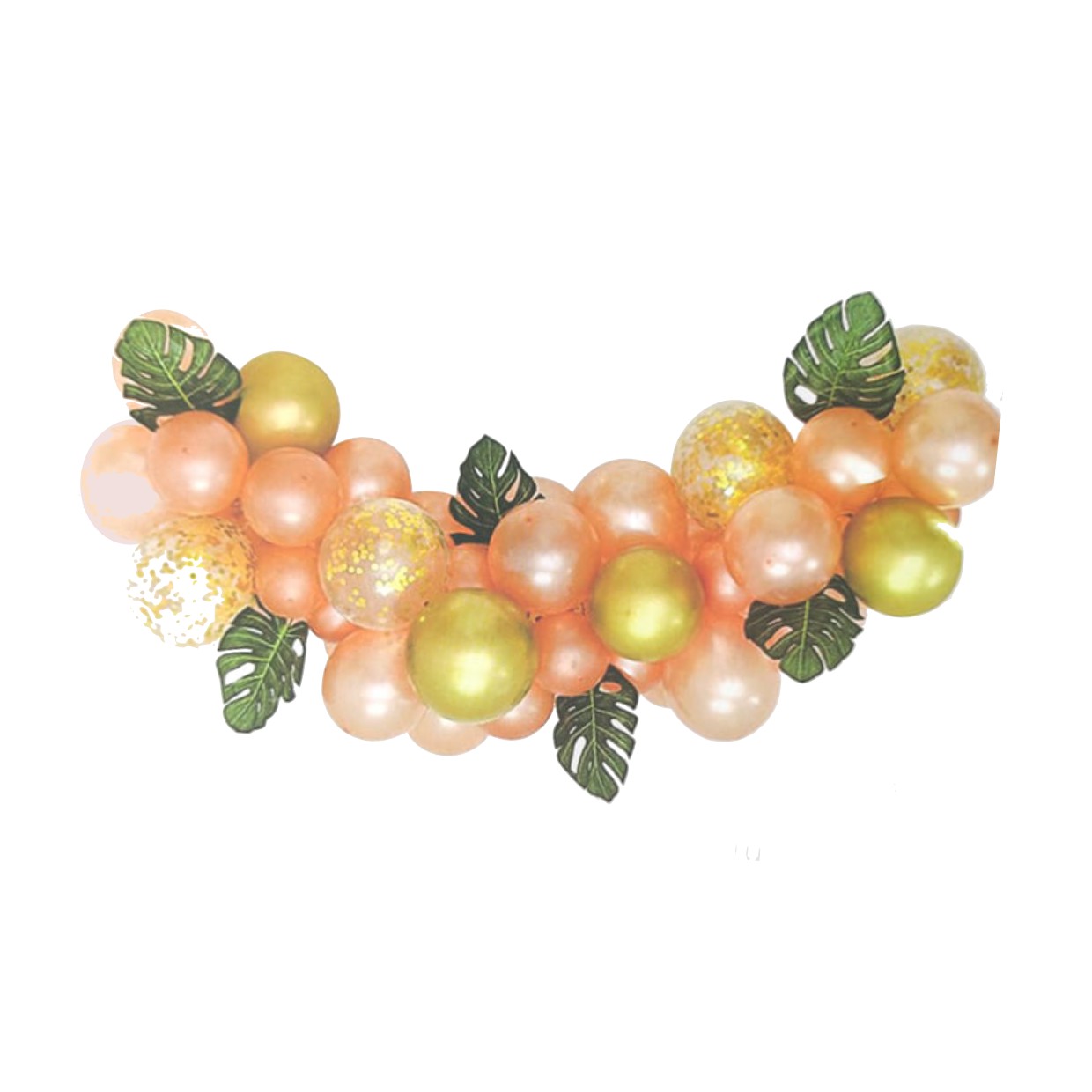 Guirlanda de balões coloridos com folhas verdes