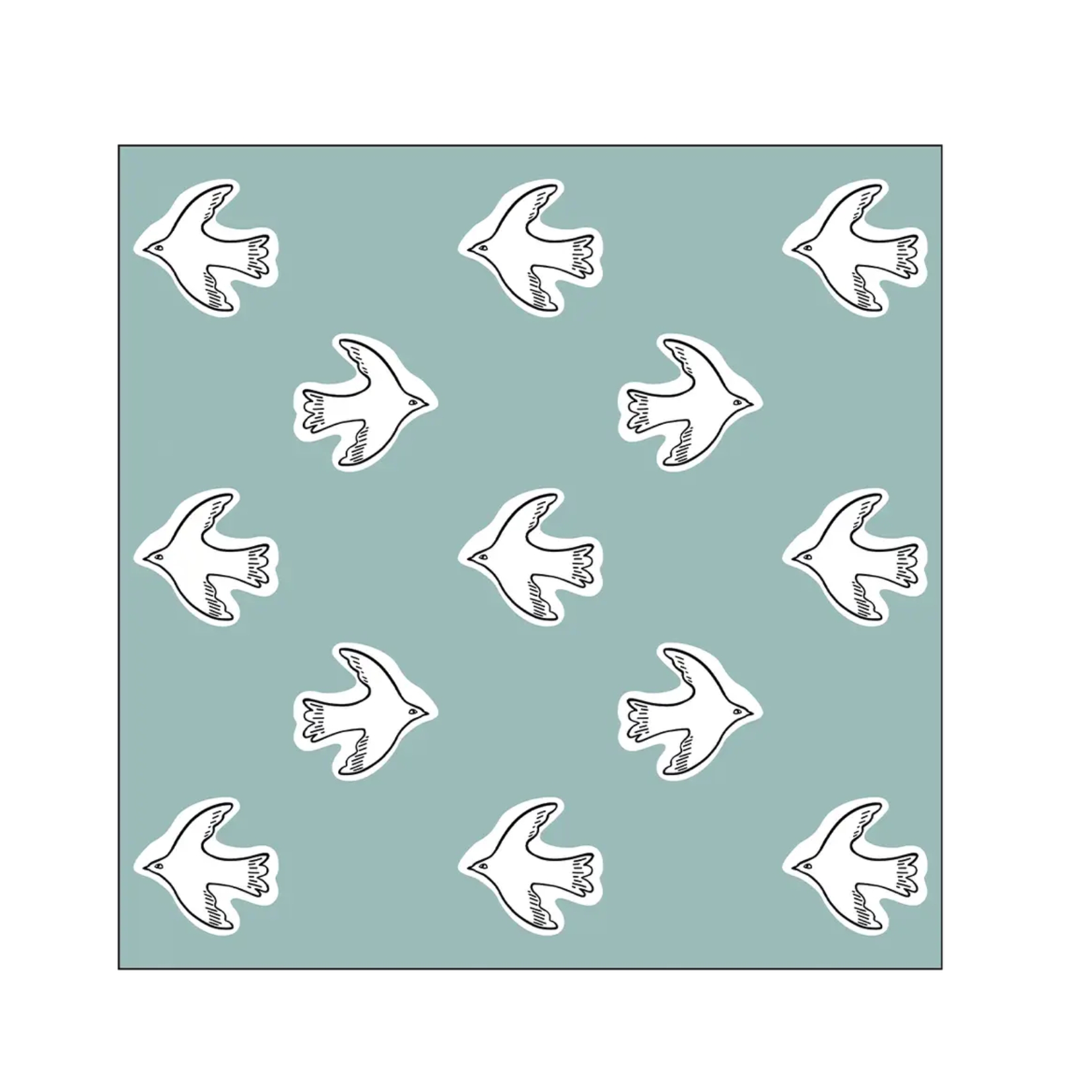 Padrão de pássaros brancos sobre fundo azul esverdeado