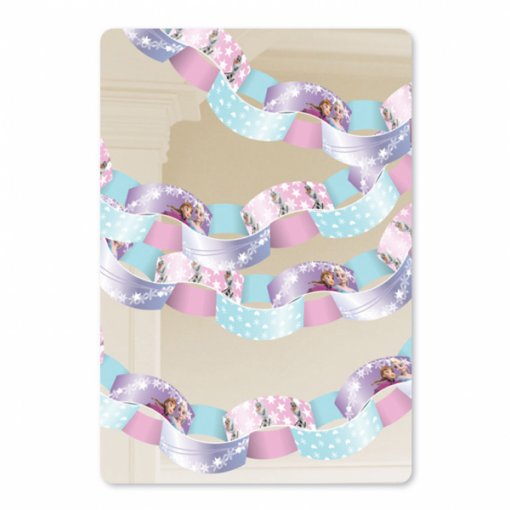 Corrente decorativa de papel em cores pastel com flocos de neve e personagens de desenho animado