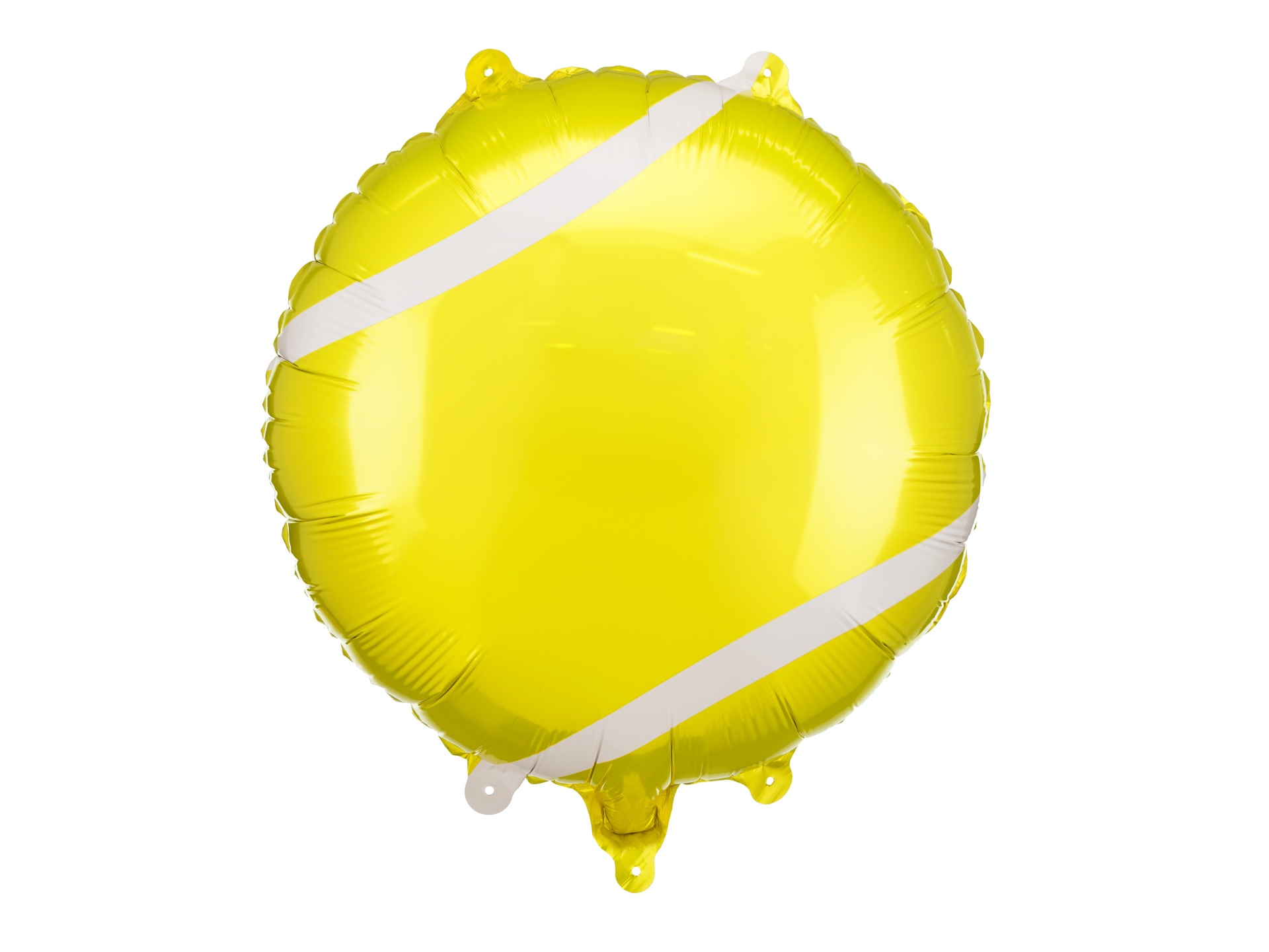 Balão amarelo redondo com faixas brancas