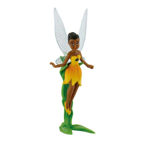 Figura decorativa de fada com vestido amarelo e asas brancas