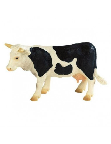 Figura de vaca de brinquedo de plástico branca e preta
