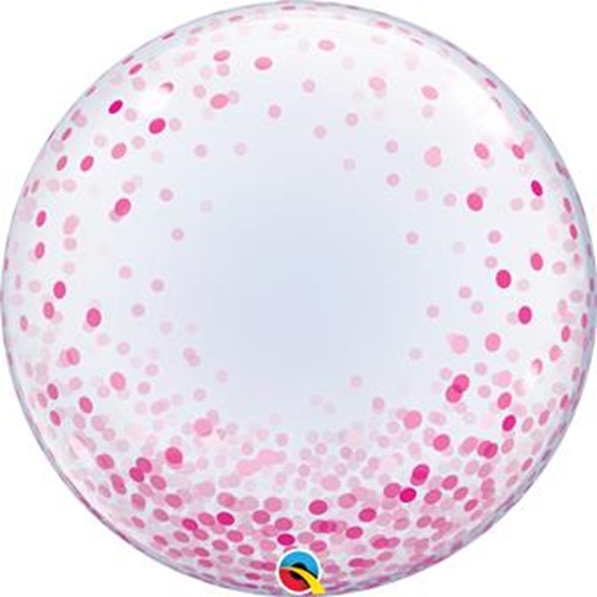 Balão transparente com confetes rosas