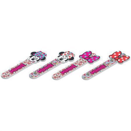 Pulseiras infantis coloridas com tema Minnie Mouse e laços grandes