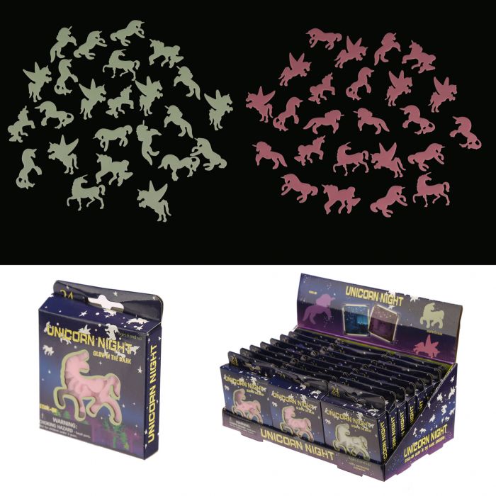 Figuras fosforescentes de unicórnios e embalagem UNICORN NIGHT