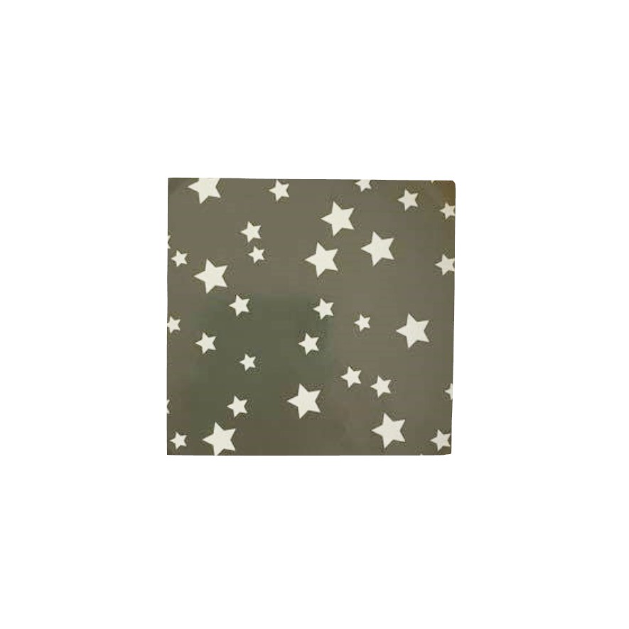 Guardanapo quadrado cinzento esverdeado com estrelas brancas