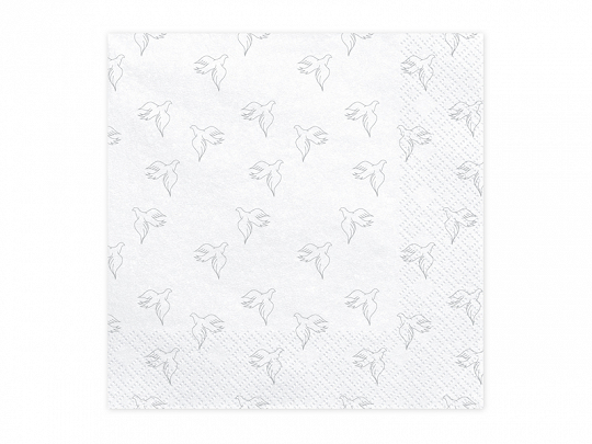 Guardanapo de papel branco com padrão de folhas cinzentas