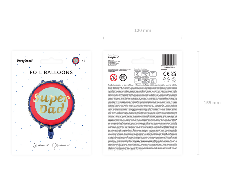 Embalagem de balão de folha redondo com texto Super Dad