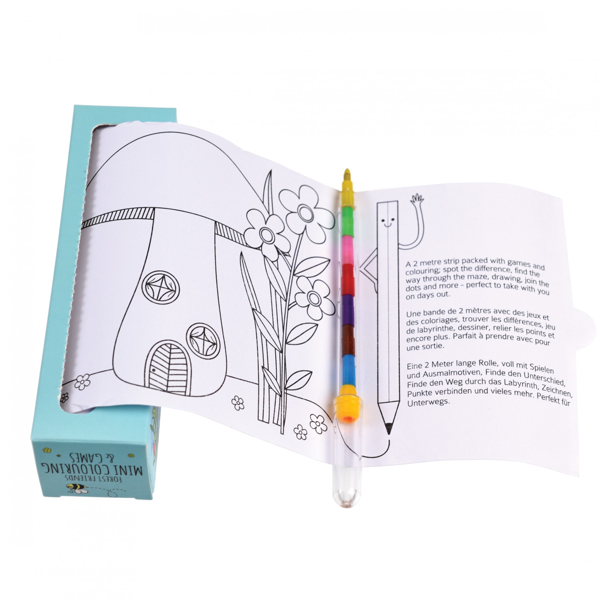 kit de mini coloração com tira de papel para pintar e caneta colorida