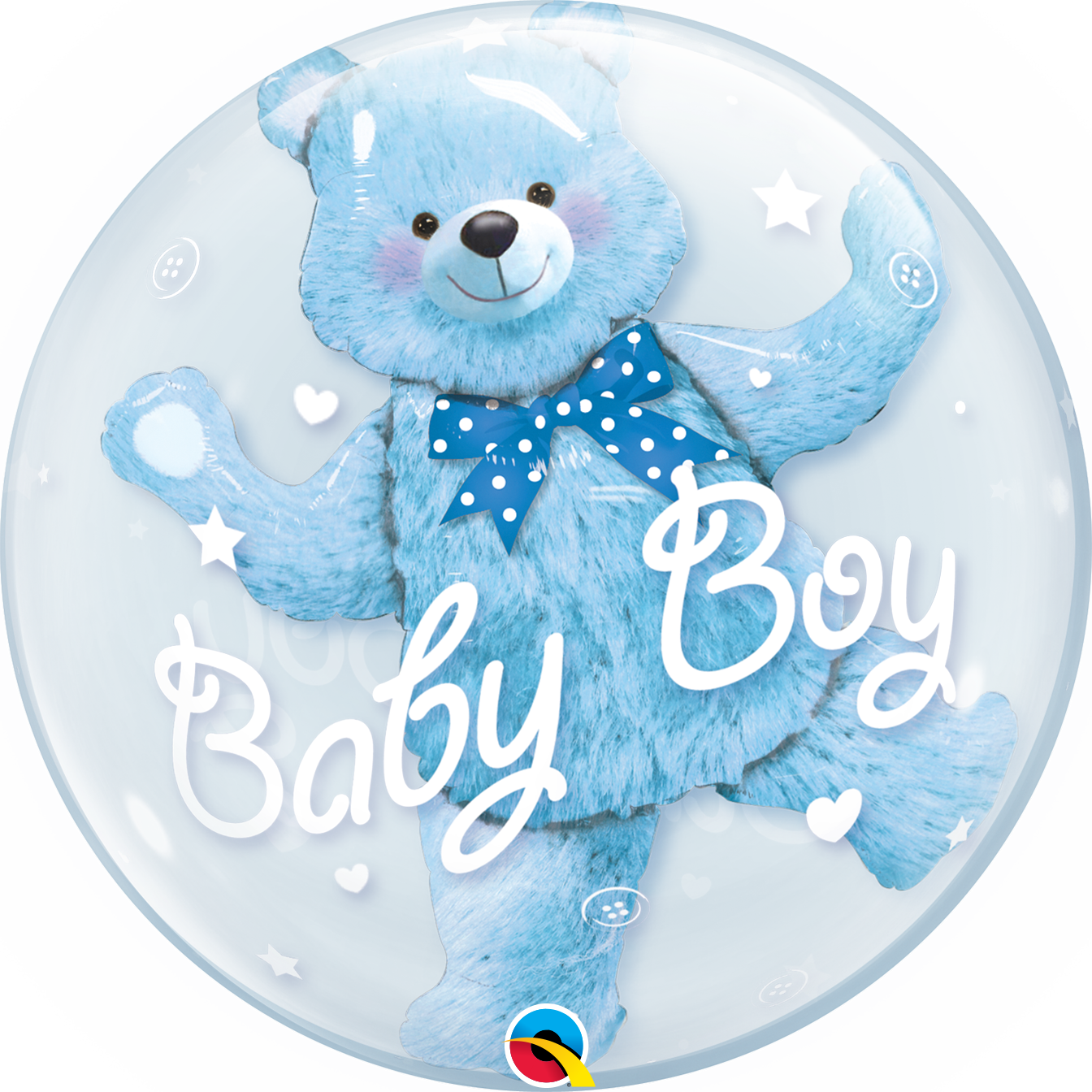 Balão azul com urso azul e texto Baby Boy