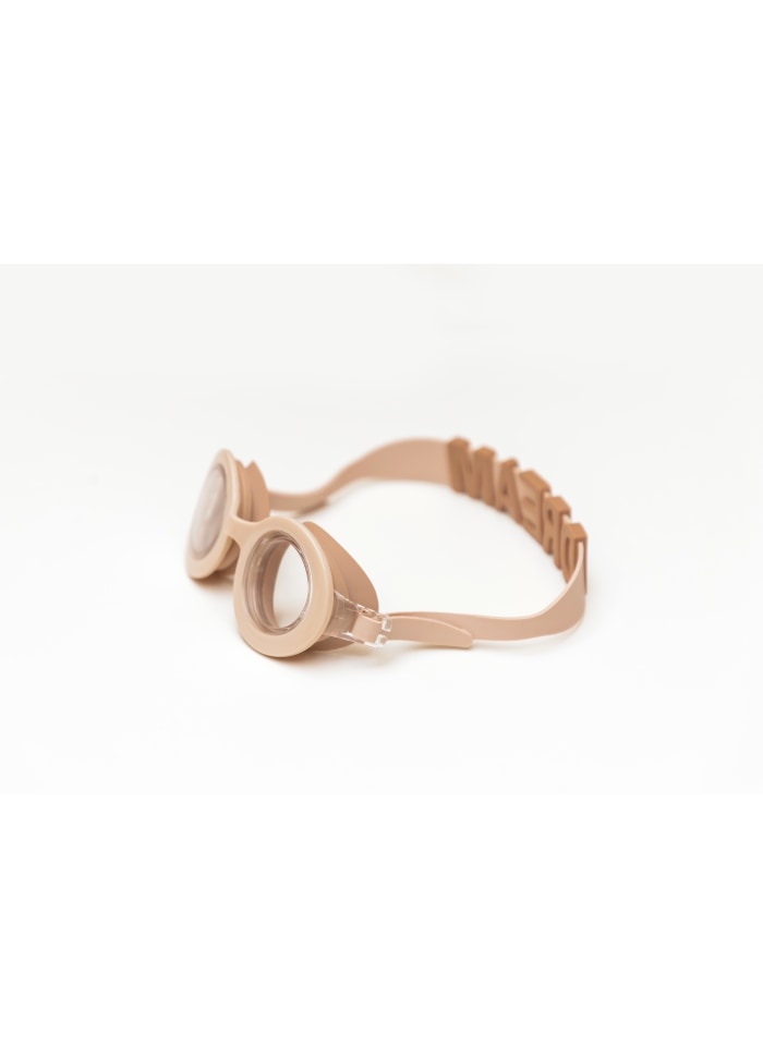 Óculos de natação bege com lente transparente e cinta ajustável