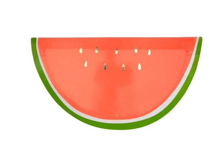 Prato plástico com padrão de fatia de melancia