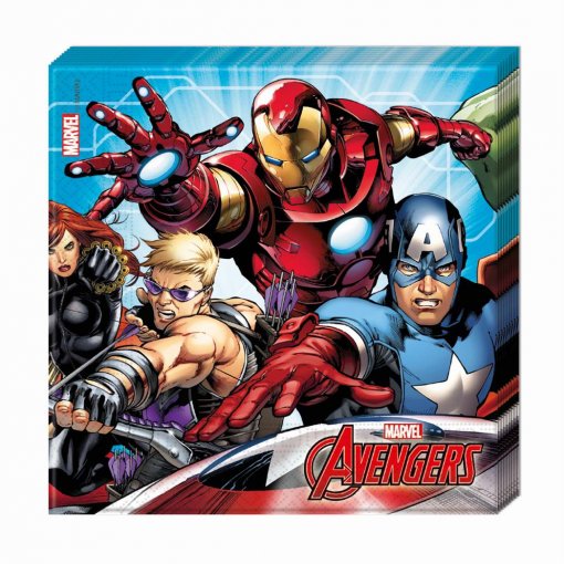Embalagem do produto Marvel Avengers com personagens da equipa em ilustração colorida