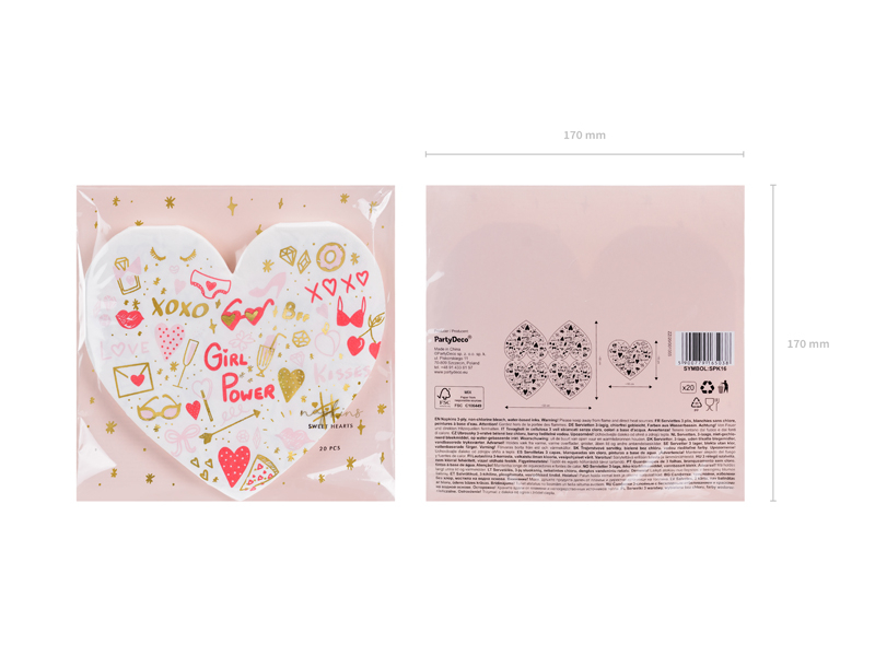 Produto em forma de coração com padrão colorido e embalagem rosa com estrelas