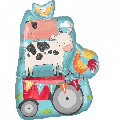 Almofada decorativa infantil com animais da quinta e carrinho vermelho