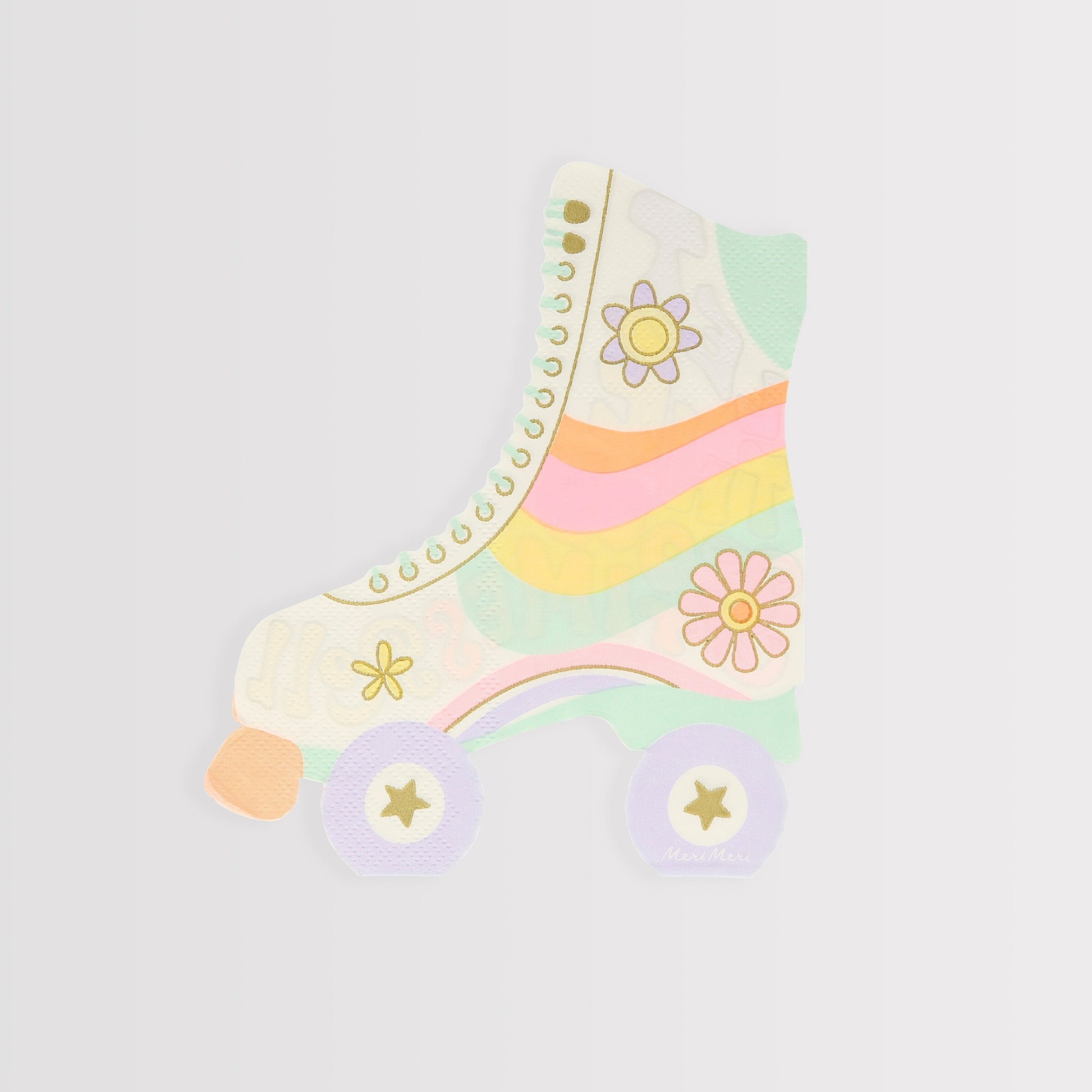 Patim decorativo colorido em tons pastel com flores e estrelas