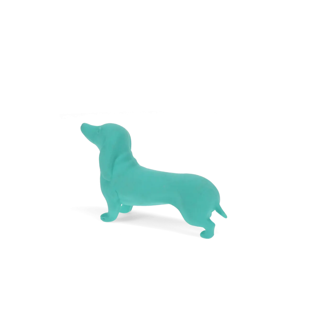 Figura decorativa de cão dachshund azul turquesa