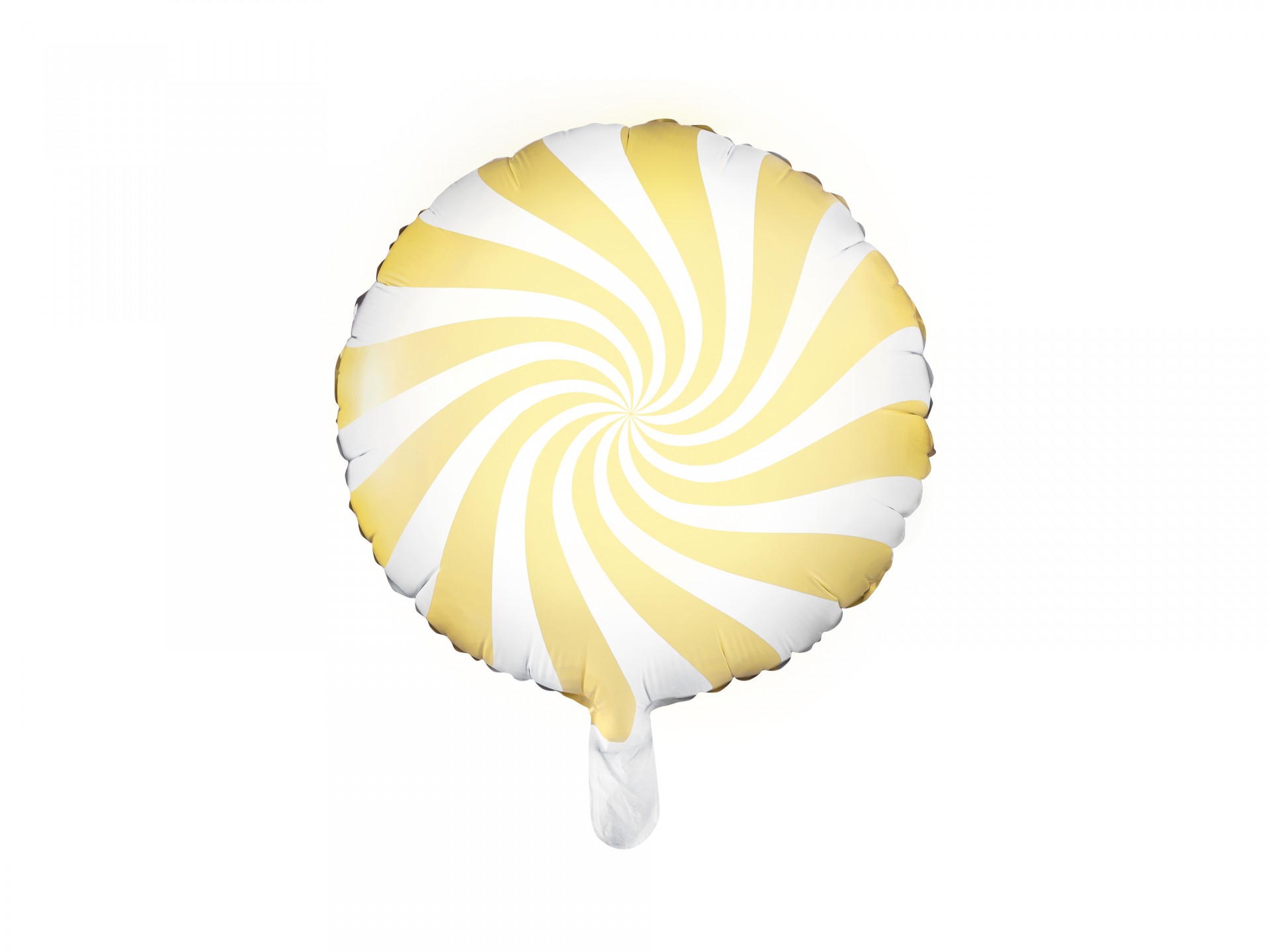 Balão redondo amarelo e branco com padrão espiral