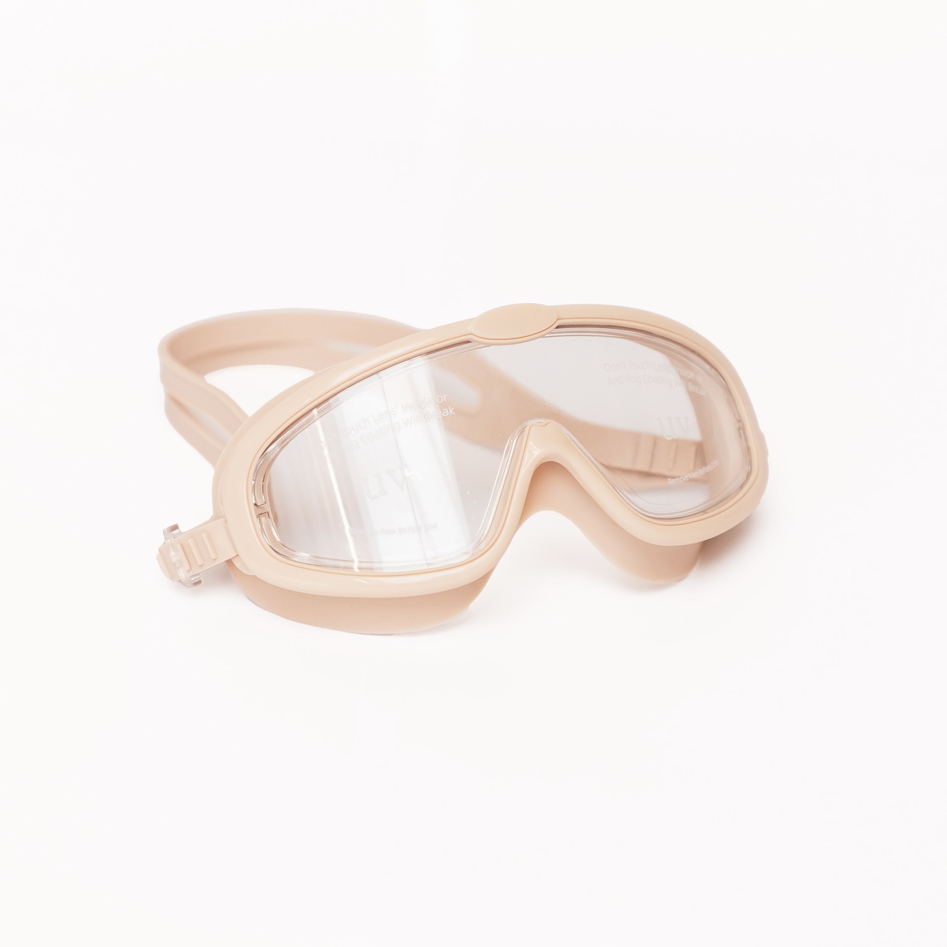 Máscara de proteção bege com lente transparente