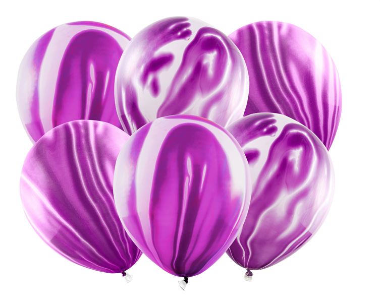 Balões de látex roxo e branco marmoreados