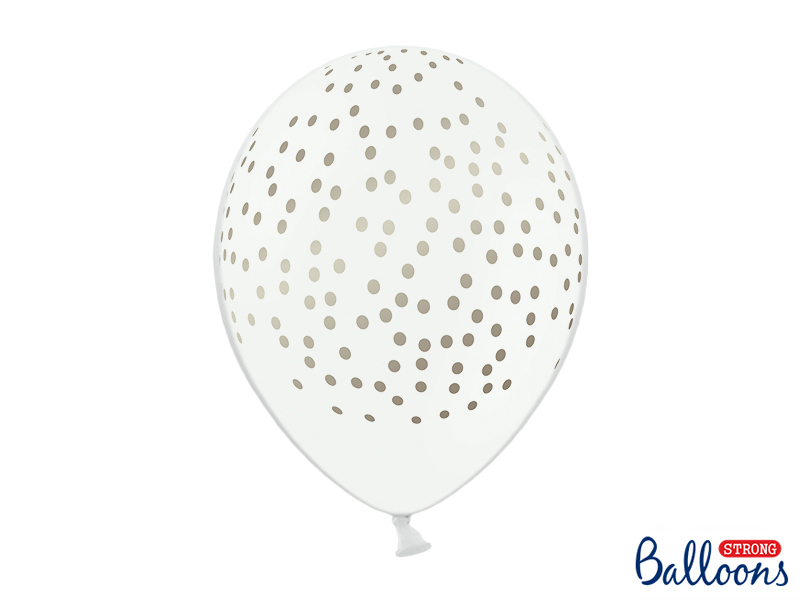 Balão branco com bolinhas douradas